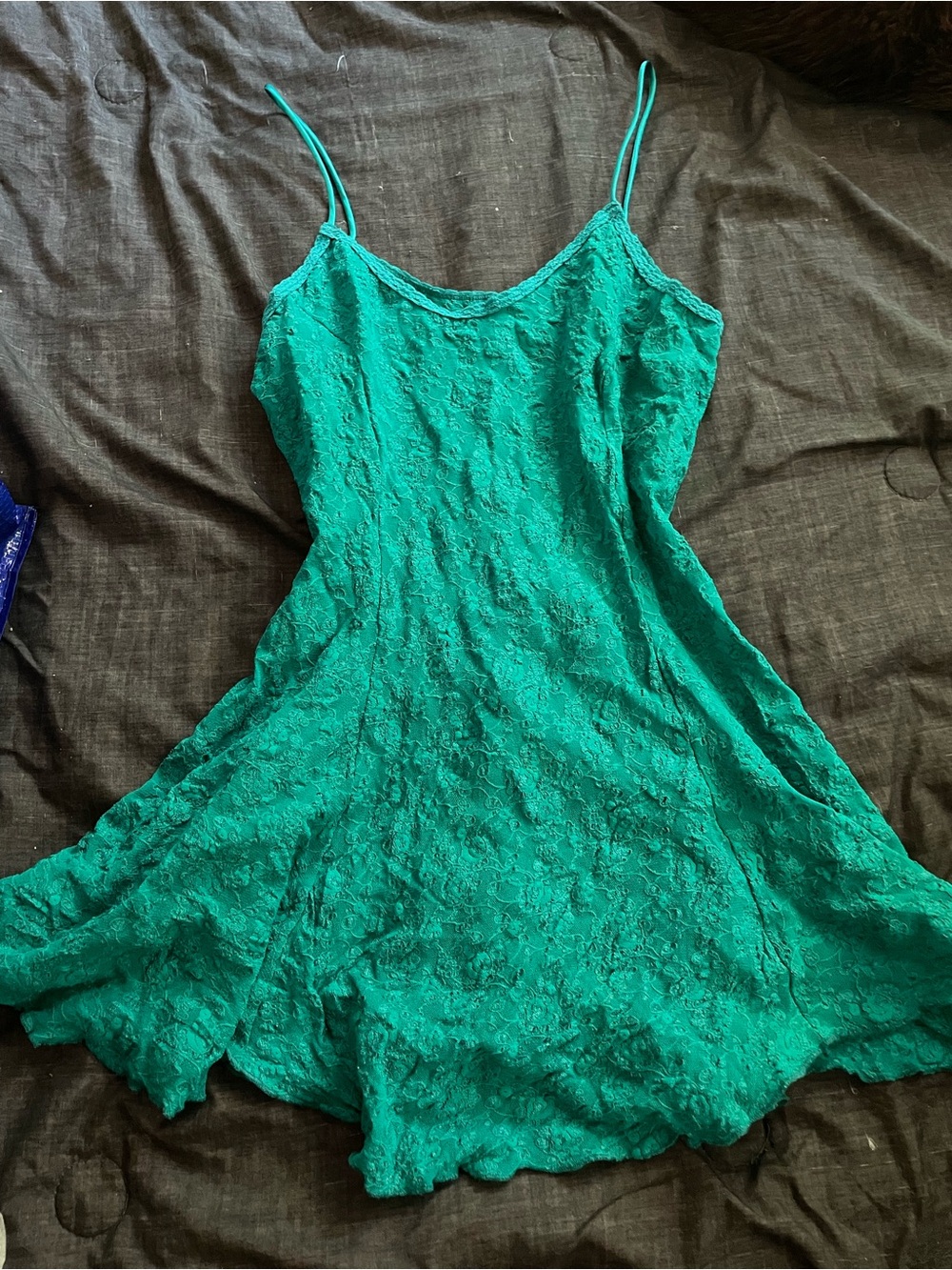 Victoria's Secret Teal Lace Mini Slip Dress